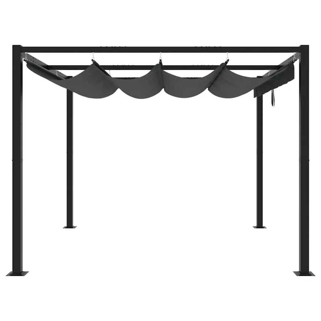 Garden Gazebo Anthracite Steel Frame 3x3m Outdoor Shelter with Retractable Roof