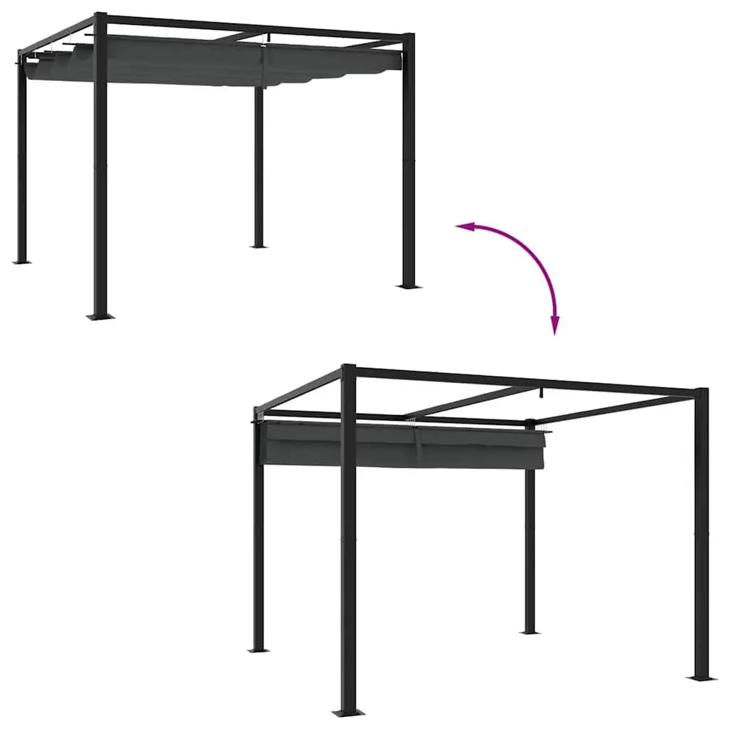 Garden Gazebo Anthracite Steel Frame 3x3m Outdoor Shelter with Retractable Roof