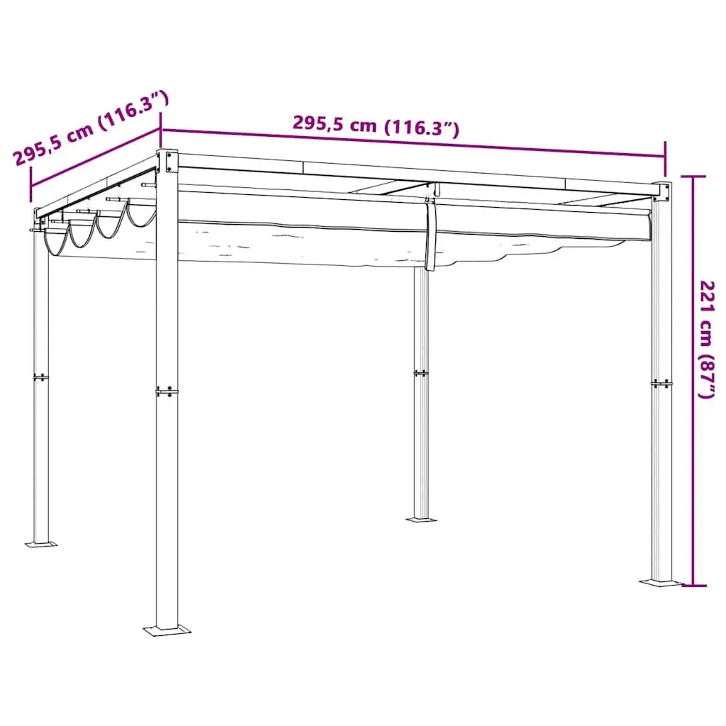 Garden Gazebo Anthracite Steel Frame 3x3m Outdoor Shelter with Retractable Roof