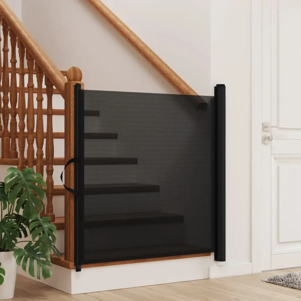 Retractable Pet Gate Polyester and Metal 117.5x125cm Black
