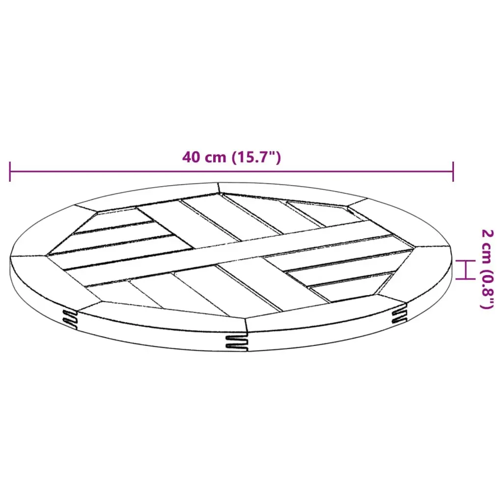 Round Solid Acacia Wood Table Top Ø40x2 cm Brown Replacement Dining Furniture Top