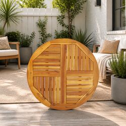 Round Solid Wood Table Top Ø80x2.2 cm Acacia Wooden Dining Garden Replacement