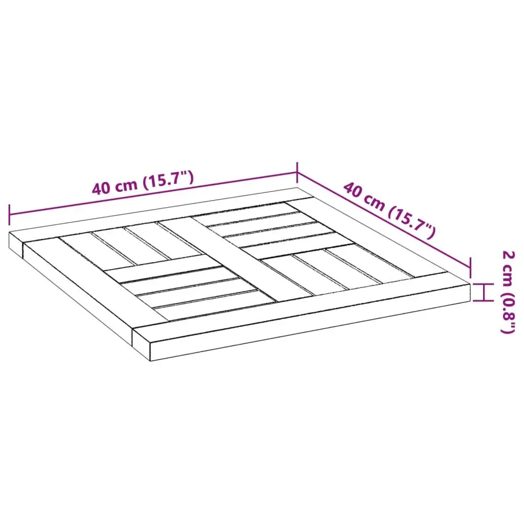 Square Acacia Wood Table Top 40x40x2cm Brown Replacement for Garden Dining Furniture