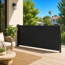 Retractable Side Awning Black 100x300cm Garden Privacy Screen Patio Balcony