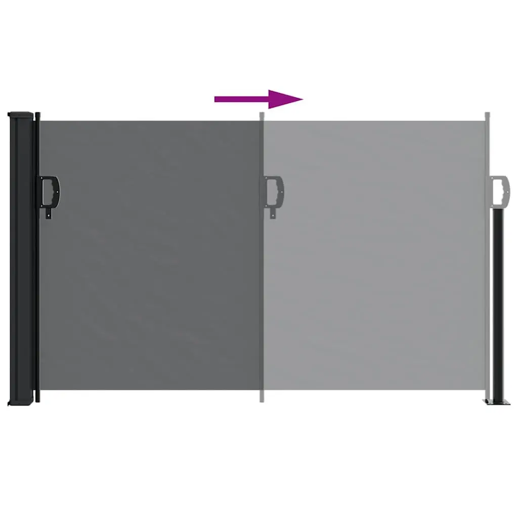 Retractable Side Awning Polyester 117x300cm Black Outdoor Privacy Screen