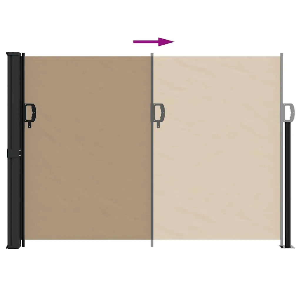 Retractable Side Awning Polyester 140x300cm Taupe Privacy Screen for Garden Patio Balcony