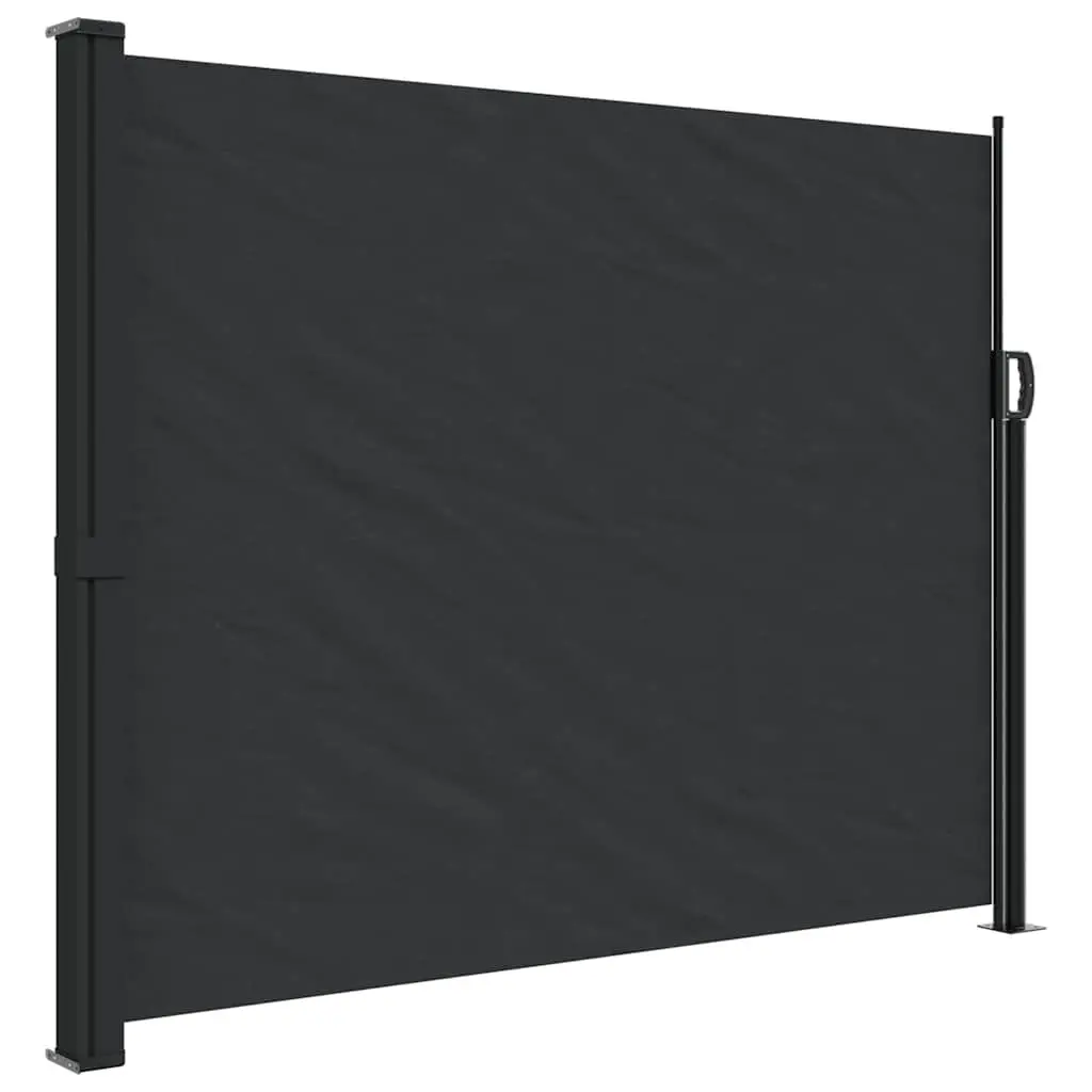 Retractable Side Awning Polyester 160x300 cm Black Garden Privacy Screen Outdoor Patio