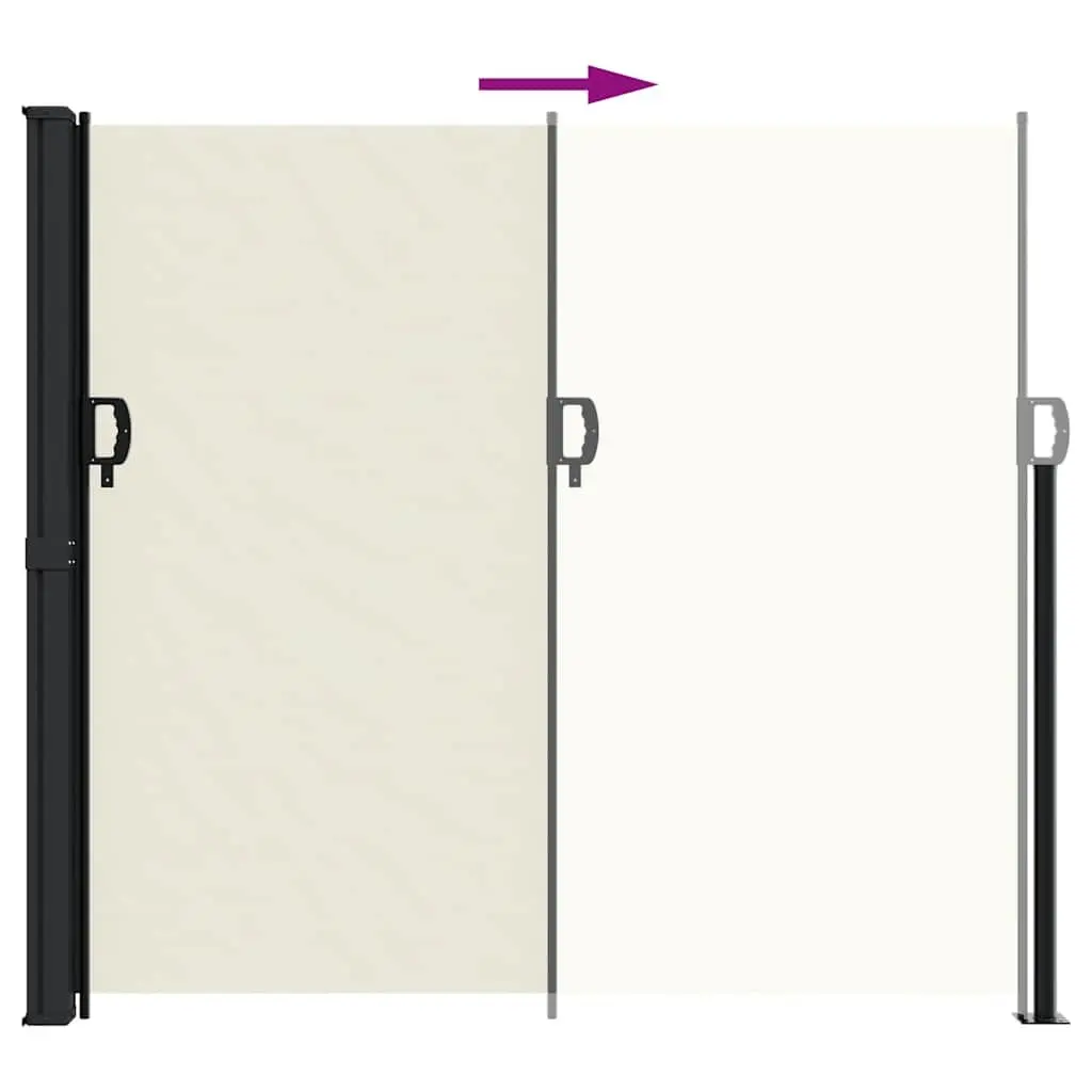 Retractable Side Awning Polyester 180x300cm Cream Outdoor Privacy Screen Garden Patio