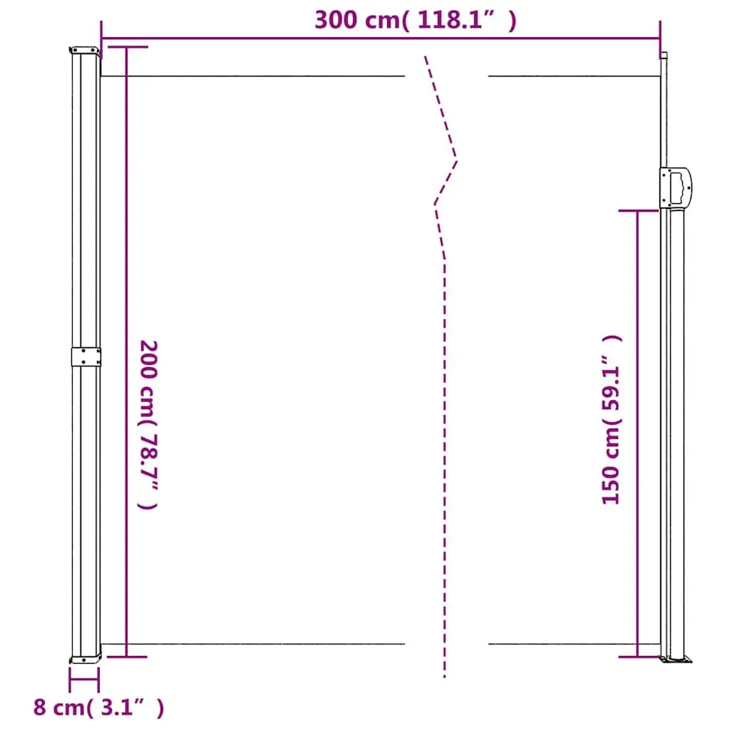 Retractable Side Awning Polyester 200x300cm Cream Garden Privacy Screen