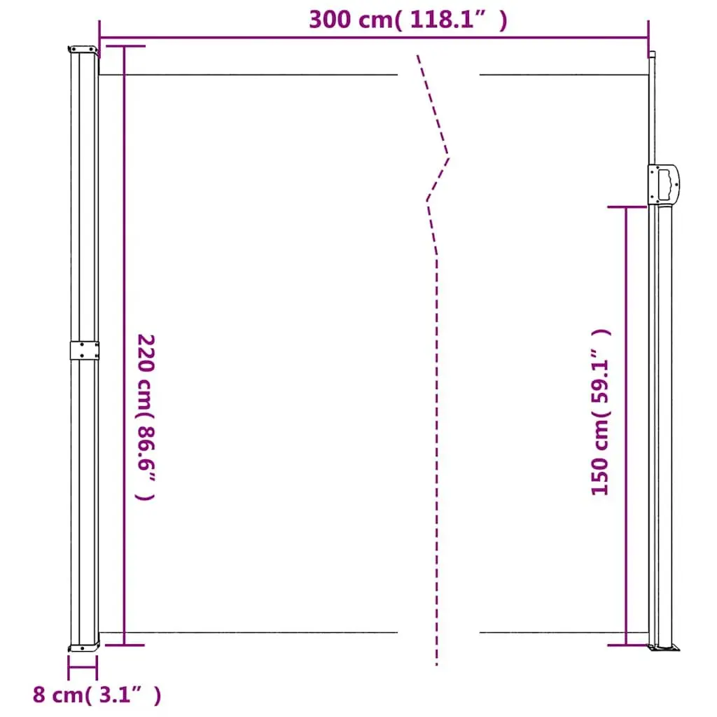 Retractable Side Awning Polyester 220x300cm Taupe Garden Privacy Screen