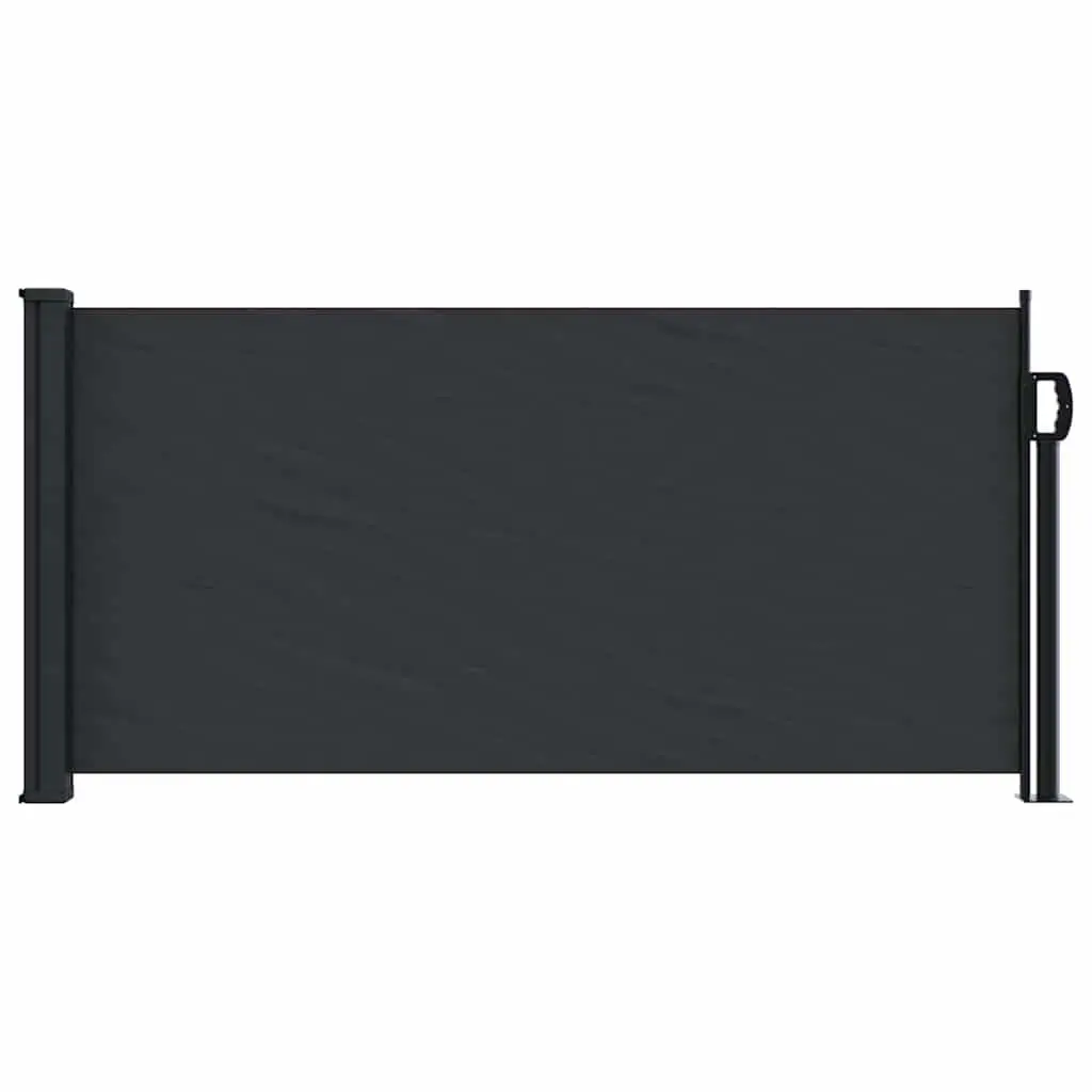Retractable Side Awning Polyester 100x500cm Black Outdoor Privacy Screen Shade