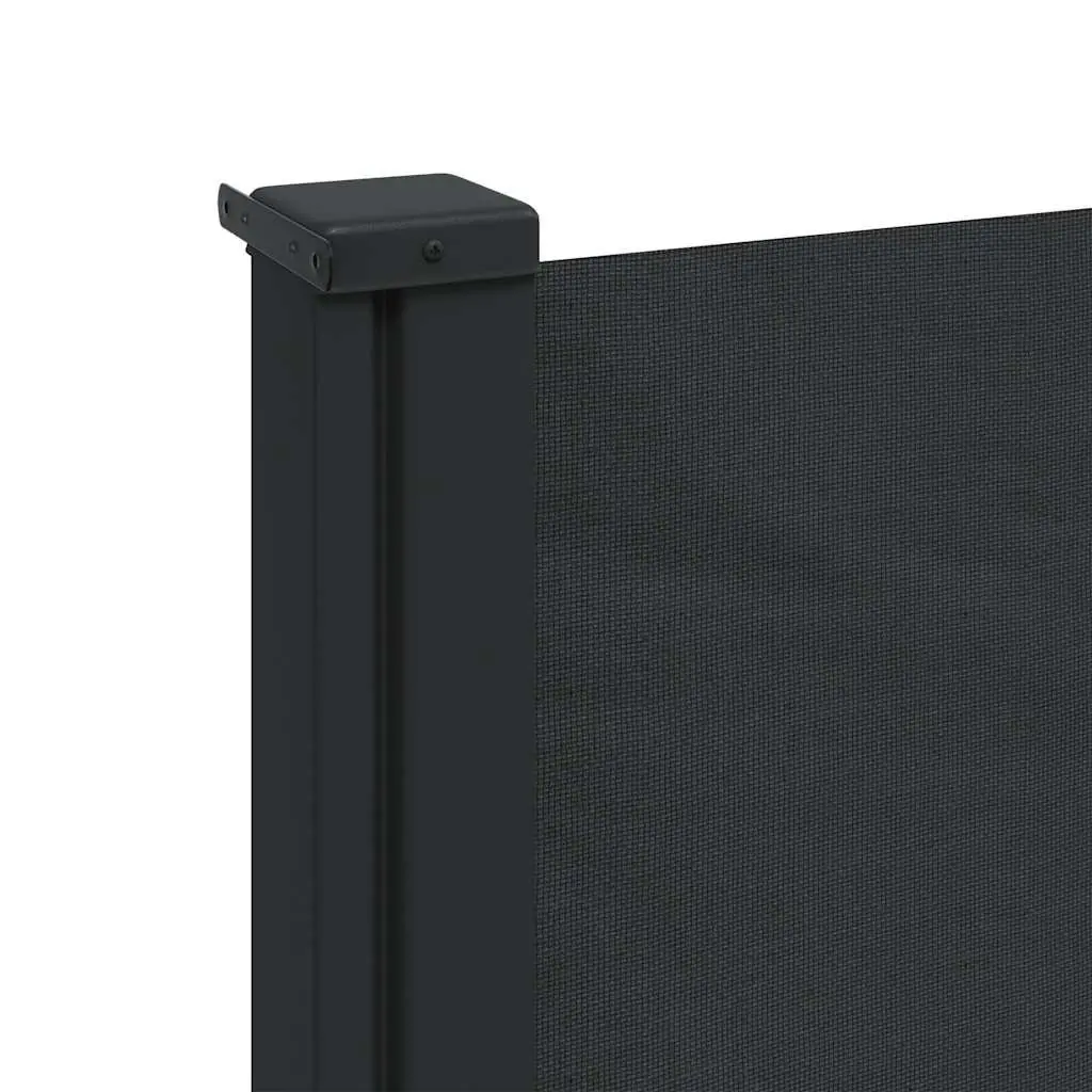 Retractable Side Awning Polyester 100x500cm Black Outdoor Privacy Screen Shade