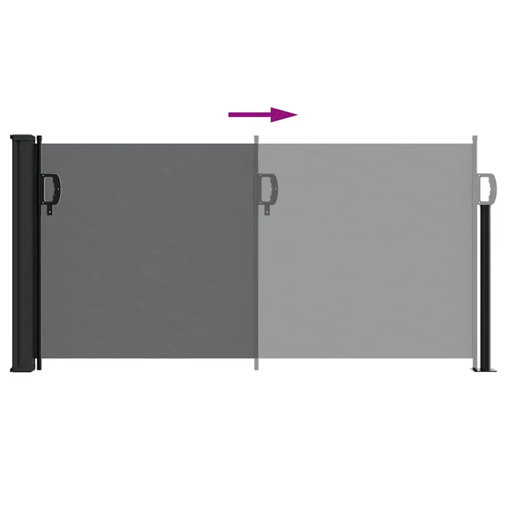 Retractable Side Awning Polyester 100x500cm Black Outdoor Privacy Screen Shade