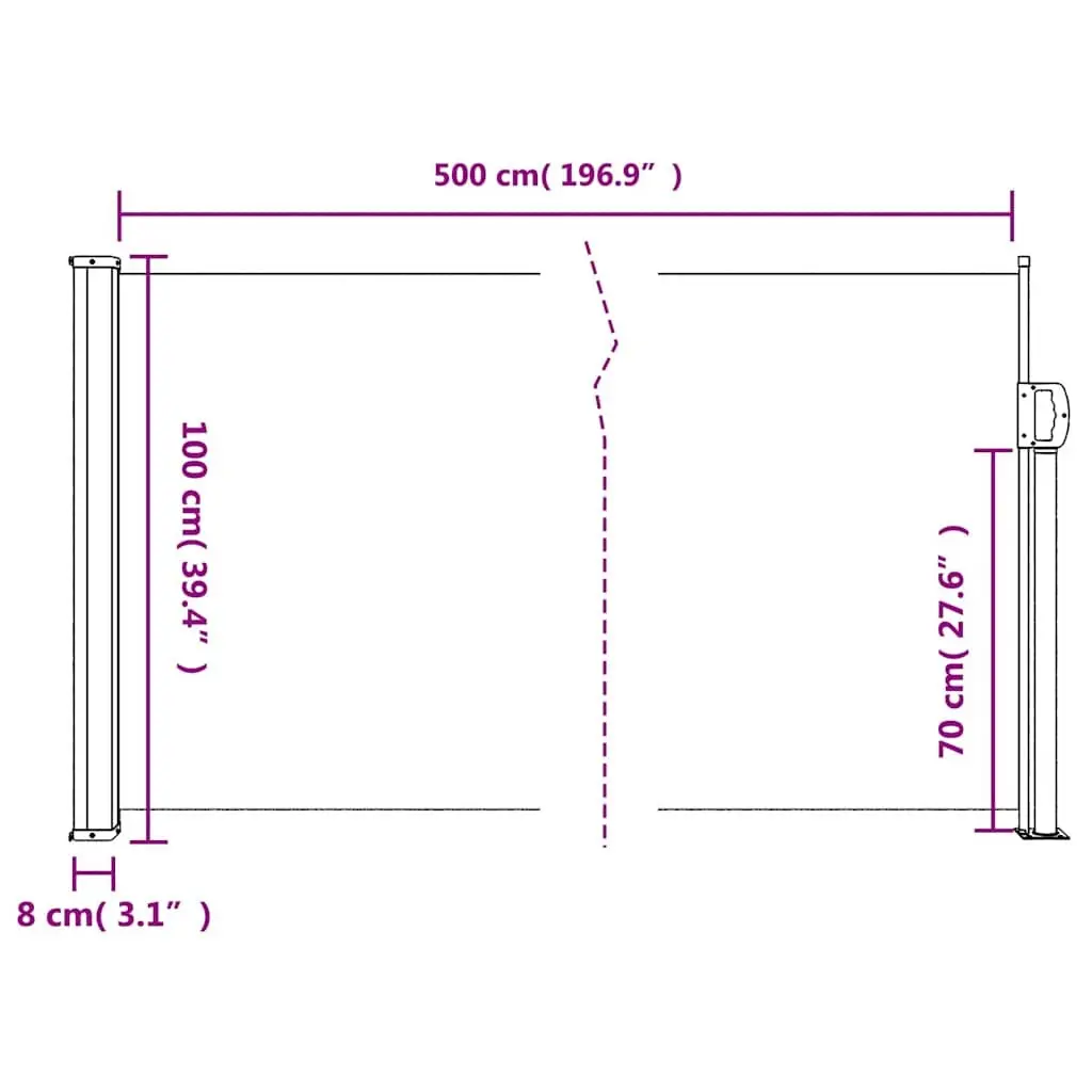 Retractable Side Awning Polyester 100x500 cm Cream Outdoor Privacy Screen