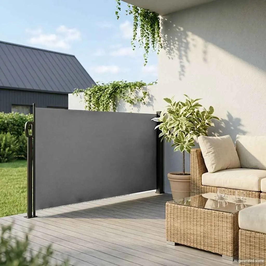 Retractable Awning Privacy Screen Outdoor Polyester 100x500cm Anthracite for Garden Balcony Terrace Patio