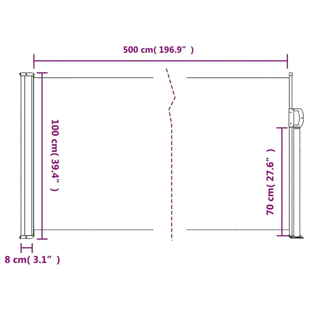 Retractable Awning Privacy Screen Outdoor Polyester 100x500cm Anthracite for Garden Balcony Terrace Patio