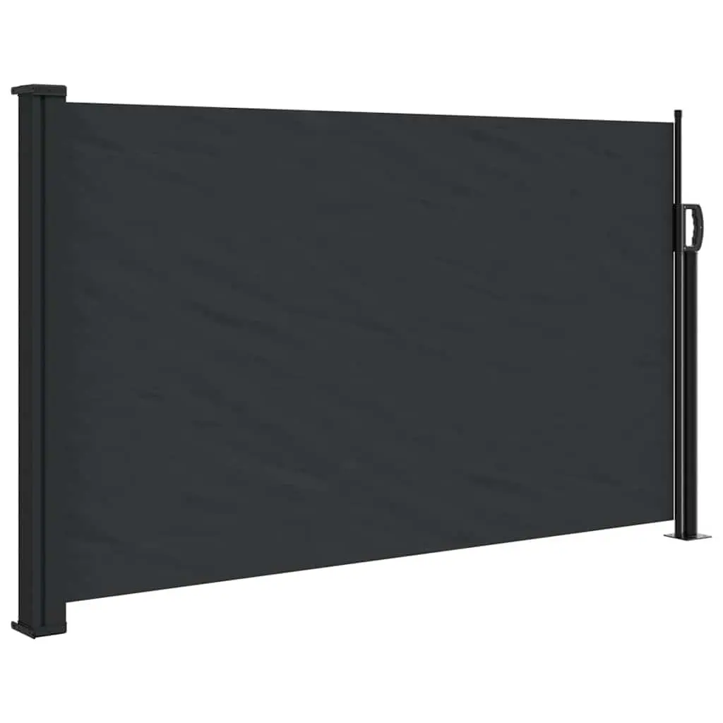 Retractable Side Awning Polyester 120x500cm Black Garden Screen Patio Balcony Privacy