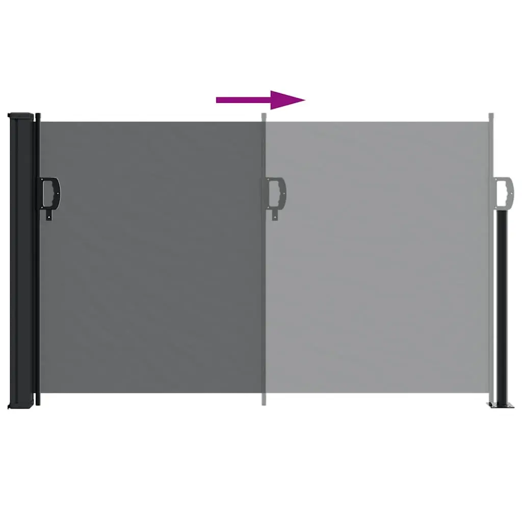 Retractable Side Awning Polyester 120x500cm Black Garden Screen Patio Balcony Privacy