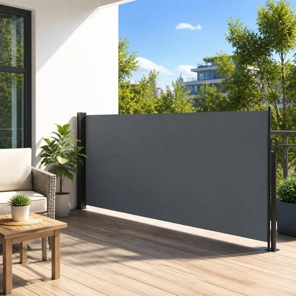 Retractable Side Awning Polyester 120x500cm Anthracite Garden Privacy Screen