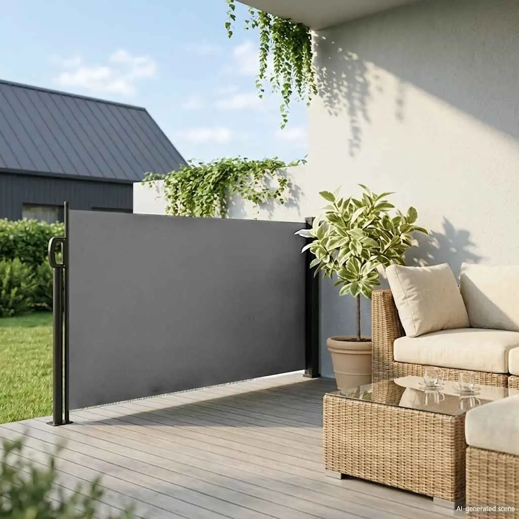 Retractable Side Awning Polyester 120x500cm Anthracite Garden Privacy Screen