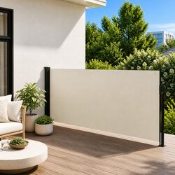 Retractable Side Awning 140x500cm Cream Outdoor Privacy Screen Balcony Terrace