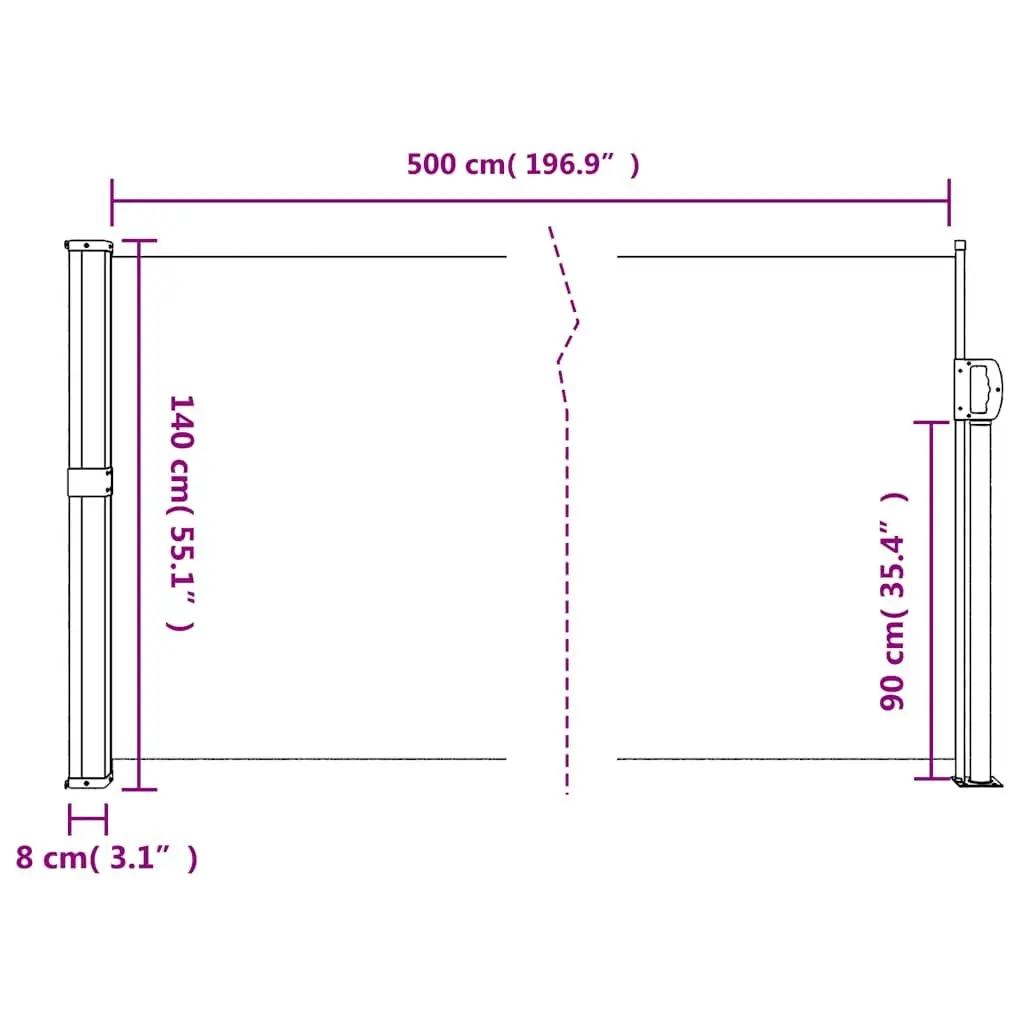 Retractable Side Awning Polyester 140x500cm Cream Outdoor Privacy Screen