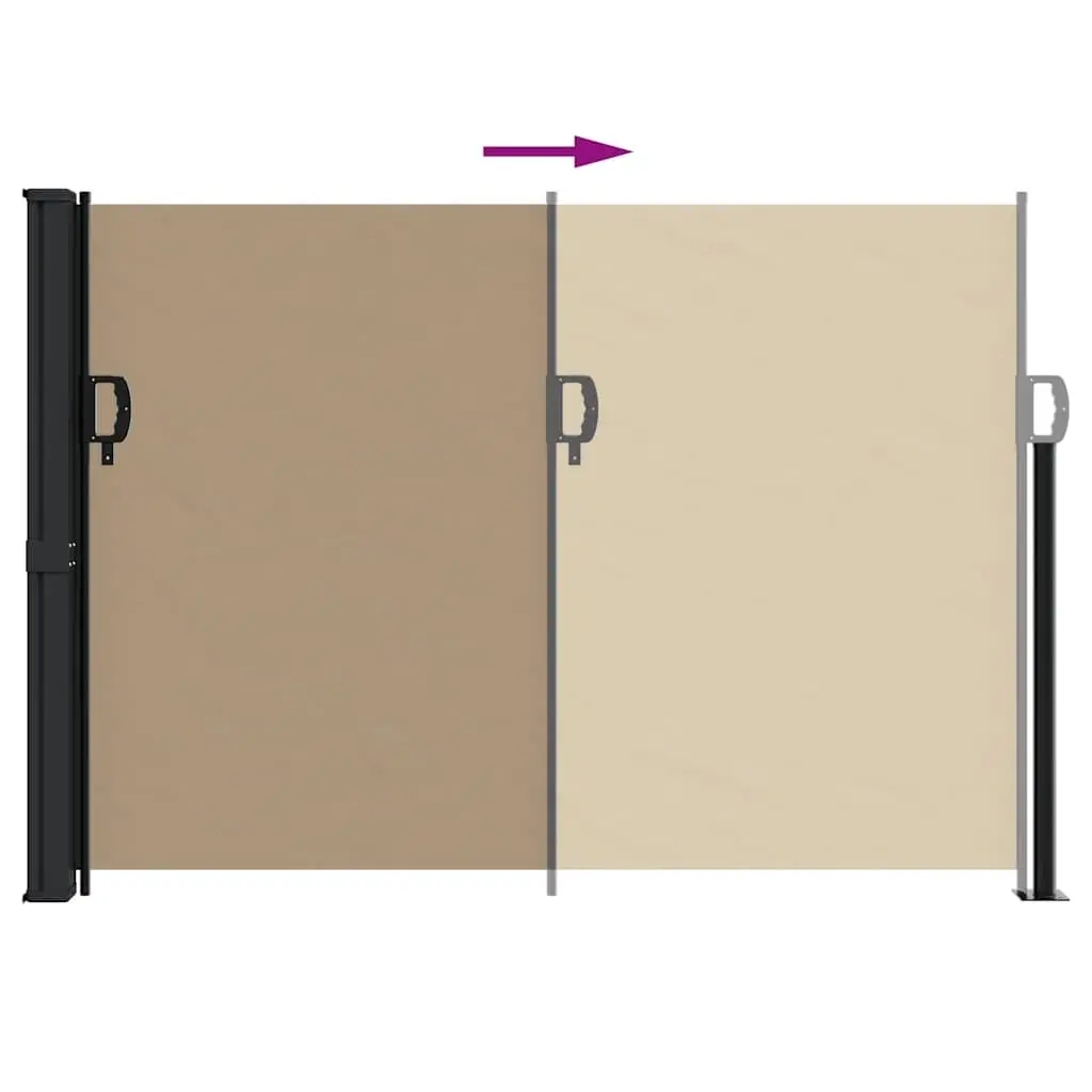 Retractable Awning Privacy Screen Taupe 140x500cm Water Resistant Fabric for Balcony Terrace Patio