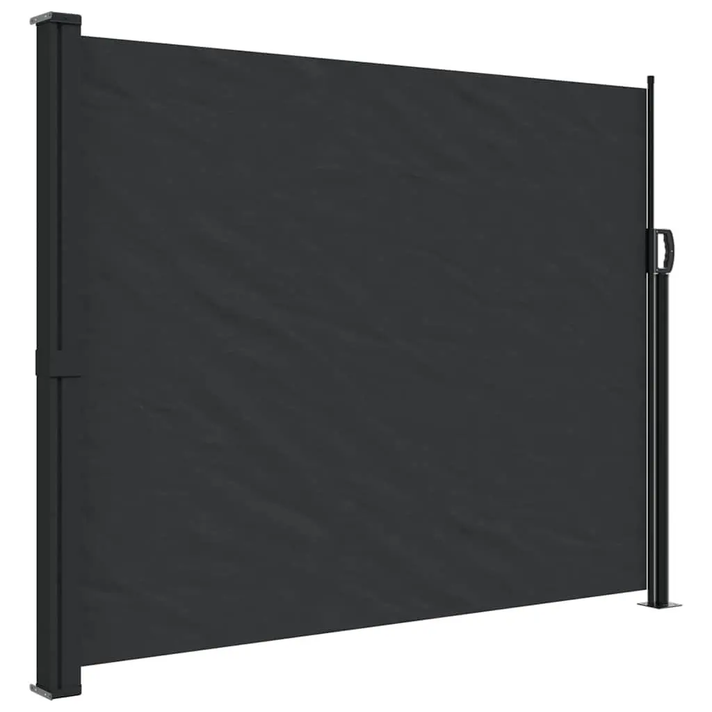 Retractable Side Awning Polyester 160x500cm Black Garden Privacy Screen Outdoor Patio