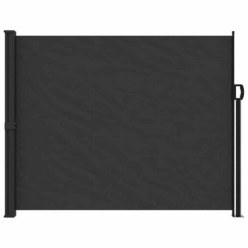Retractable Side Awning Polyester 160x500cm Black Garden Privacy Screen Outdoor Patio