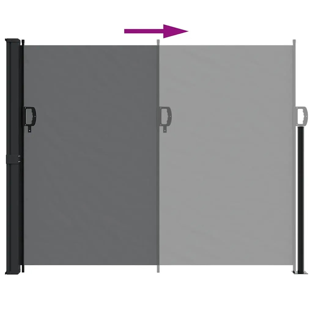 Retractable Side Awning Polyester 160x500cm Black Garden Privacy Screen Outdoor Patio