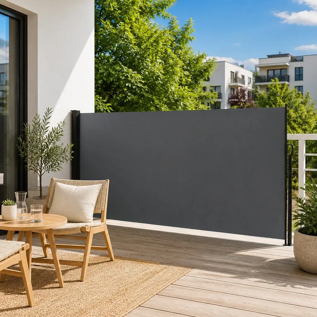 Retractable Awning Garden Screen Privacy Anthracite 160x500cm Outdoor Shade Patio Balcony