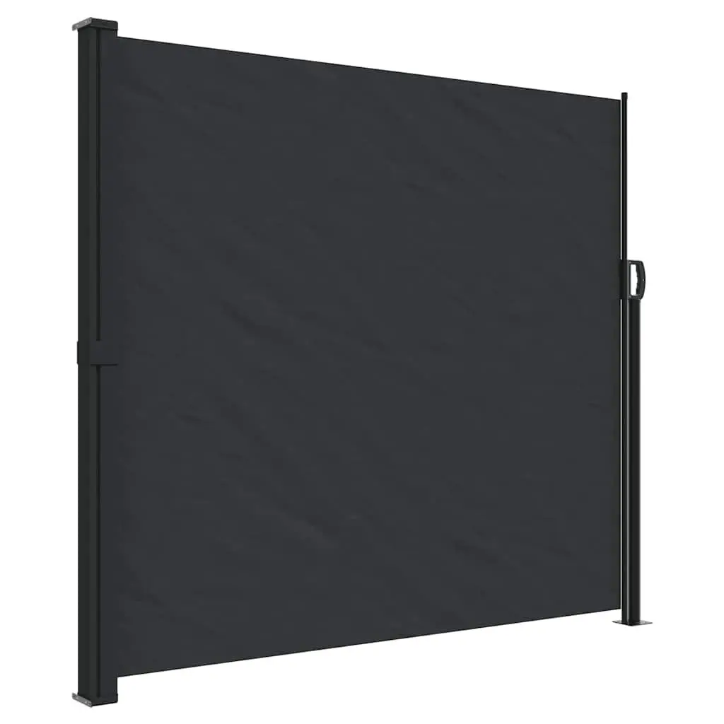 Retractable Side Awning Polyester 180x500cm Black Garden Privacy Screen Outdoor Patio