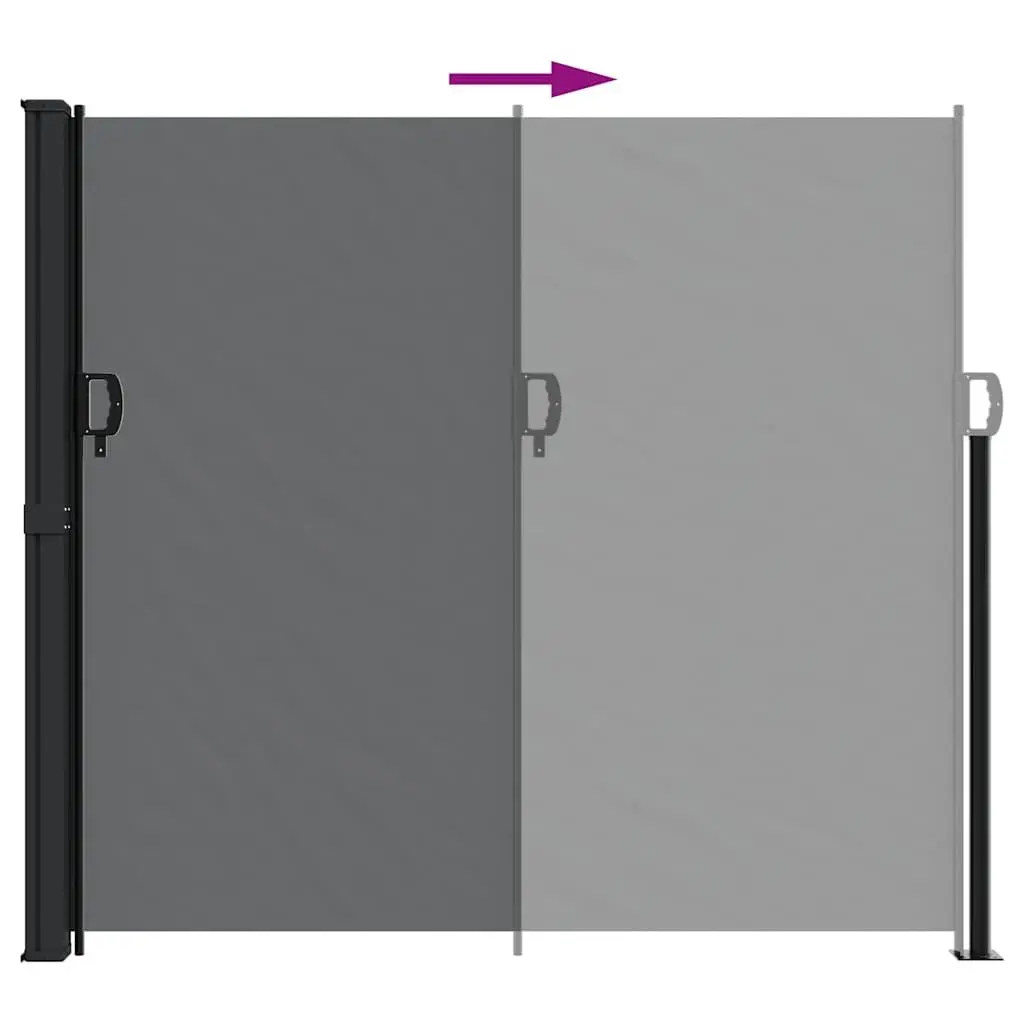 Retractable Side Awning Polyester 180x500cm Black Garden Privacy Screen Outdoor Patio