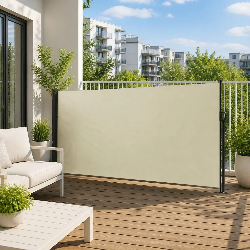 Cream Retractable Side Awning for Home Use