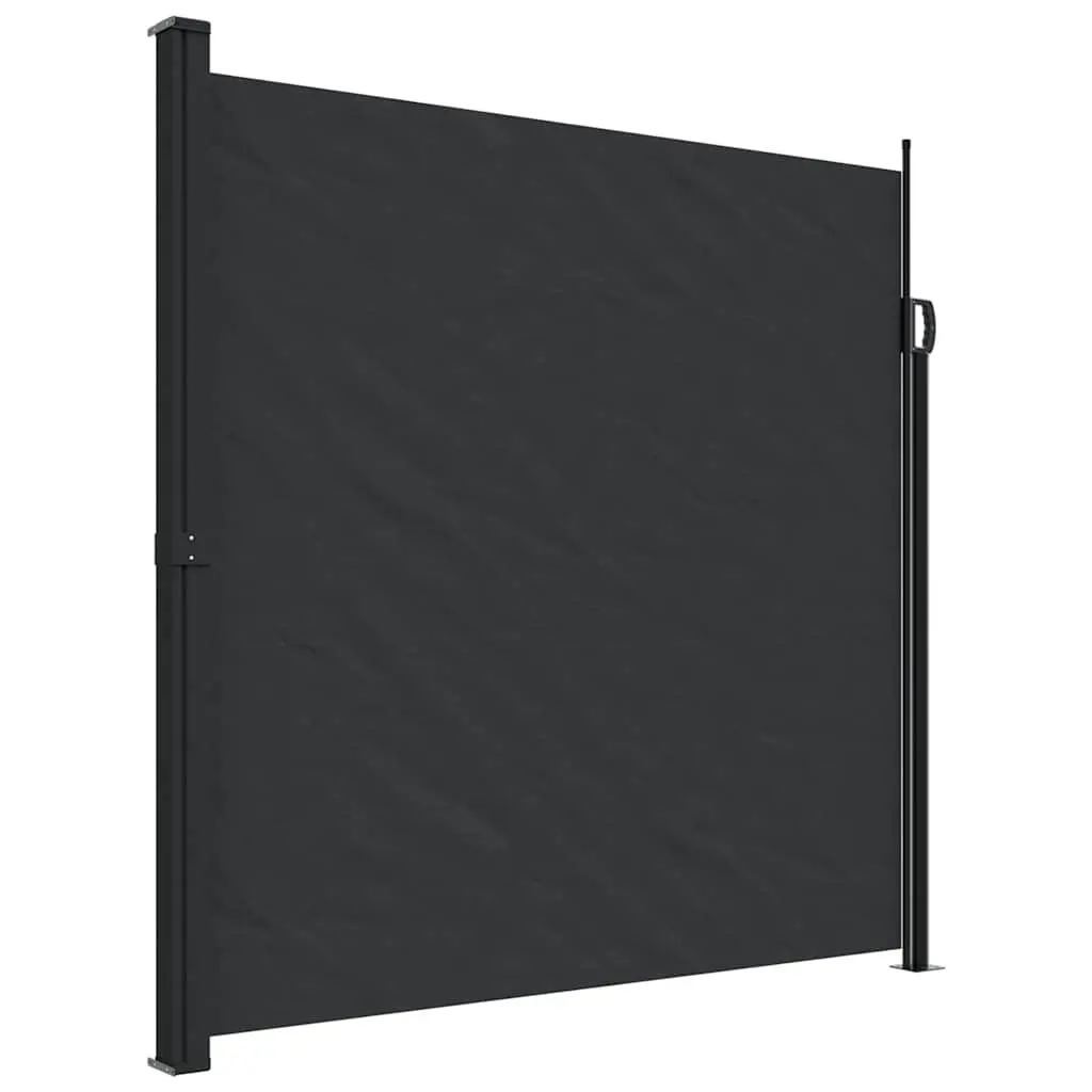 Retractable Side Awning Polyester 200x500 cm Black Garden Privacy Screen Outdoor Patio
