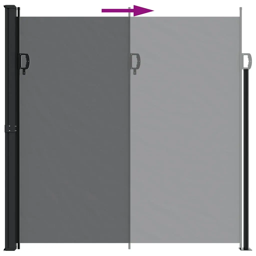 Retractable Side Awning Polyester 200x500 cm Black Garden Privacy Screen Outdoor Patio
