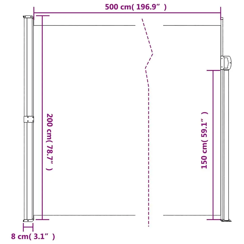 Retractable Side Awning Polyester 200x500cm Anthracite Outdoor Privacy Screen Garden Patio Balcony