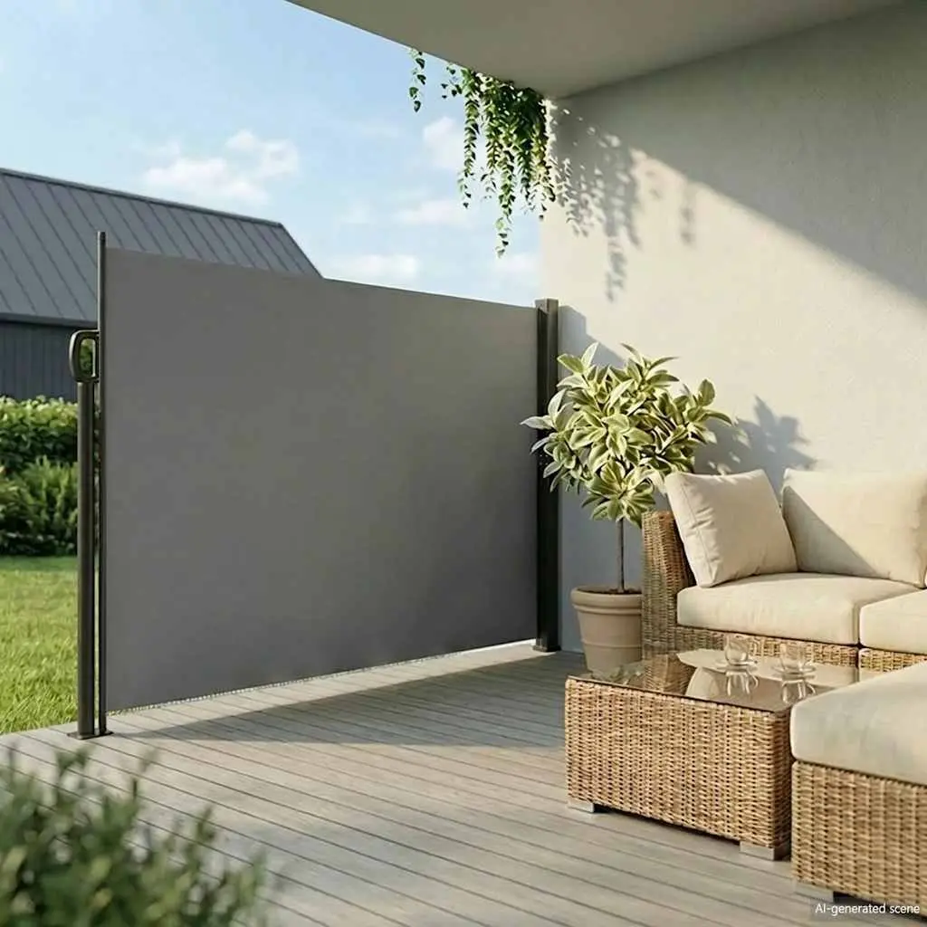 Retractable Awning Polyester Anthracite 220x500cm Outdoor Privacy Screen for Garden Patio Balcony Terrace