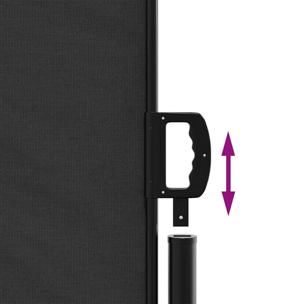 Retractable Awning Polyester 120x600cm Black Garden Privacy Screen Outdoor Shade