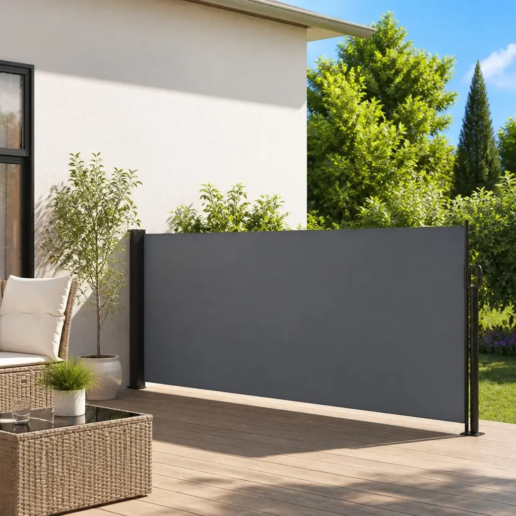 Retractable Awning Privacy Screen Anthracite 120x600cm Outdoor Shade Garden Patio