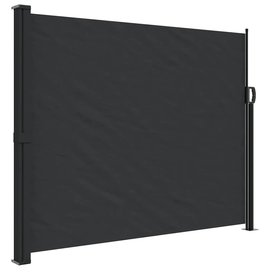 Retractable Side Awning Polyester 160x600 cm Black Outdoor Privacy Screen