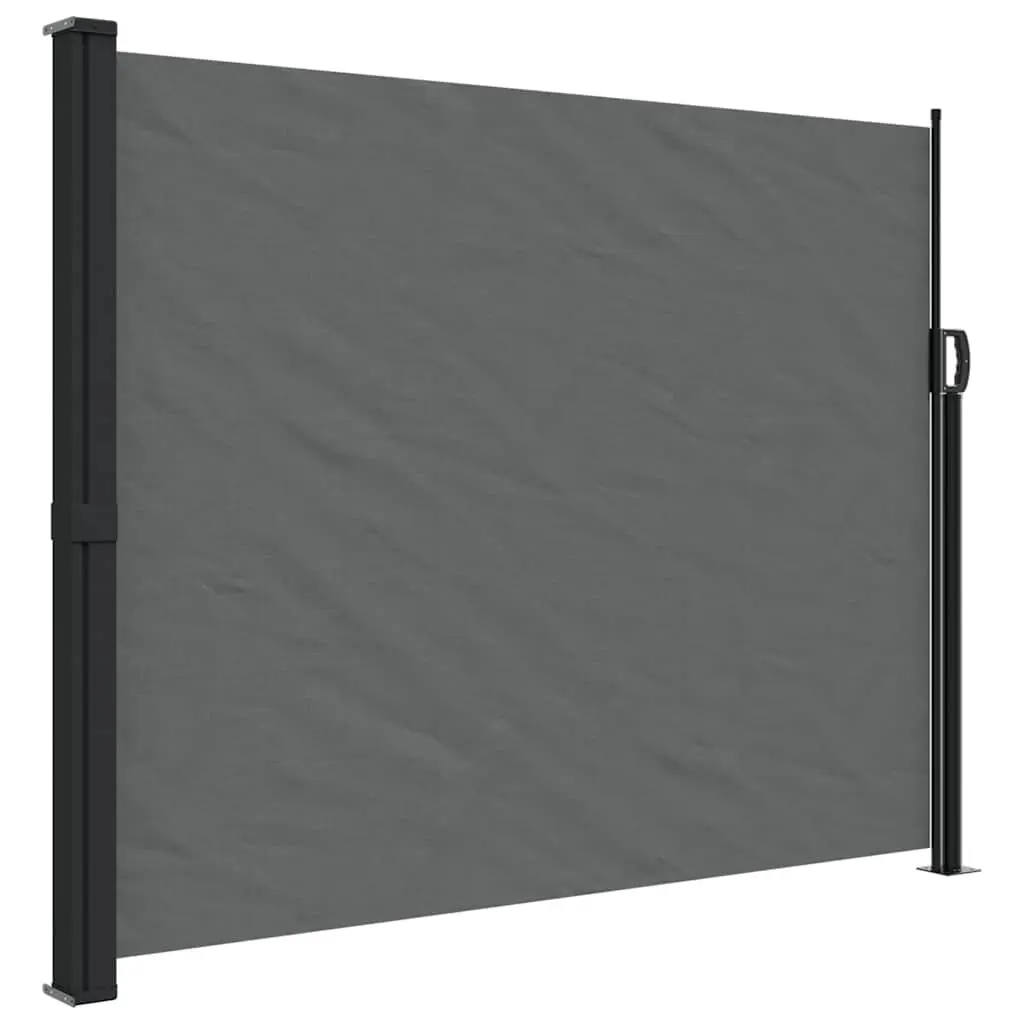 Retractable Side Awning Polyester 160x600cm Anthracite Garden Privacy Screen