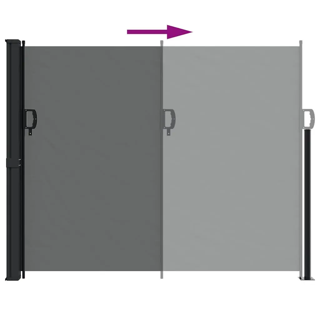 Retractable Side Awning Polyester 160x600cm Anthracite Garden Privacy Screen