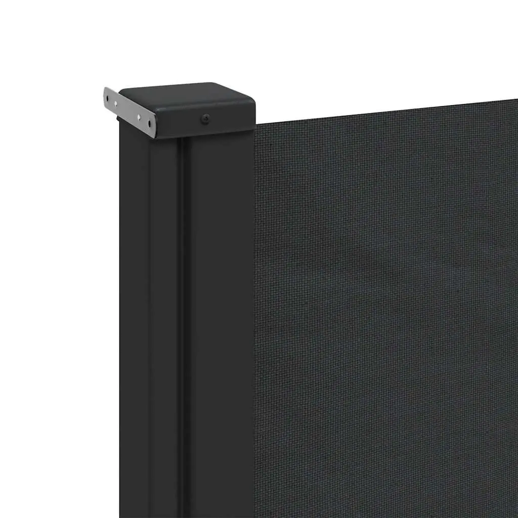 Retractable Side Awning Polyester 180x600cm Black Outdoor Garden Privacy Screen