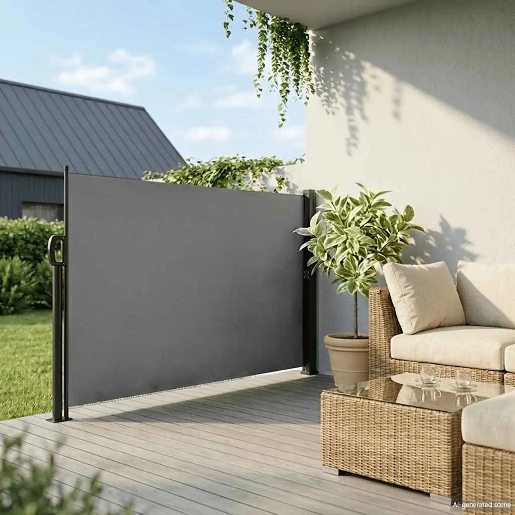 Retractable Side Awning Polyester 180x600cm Anthracite Privacy Screen