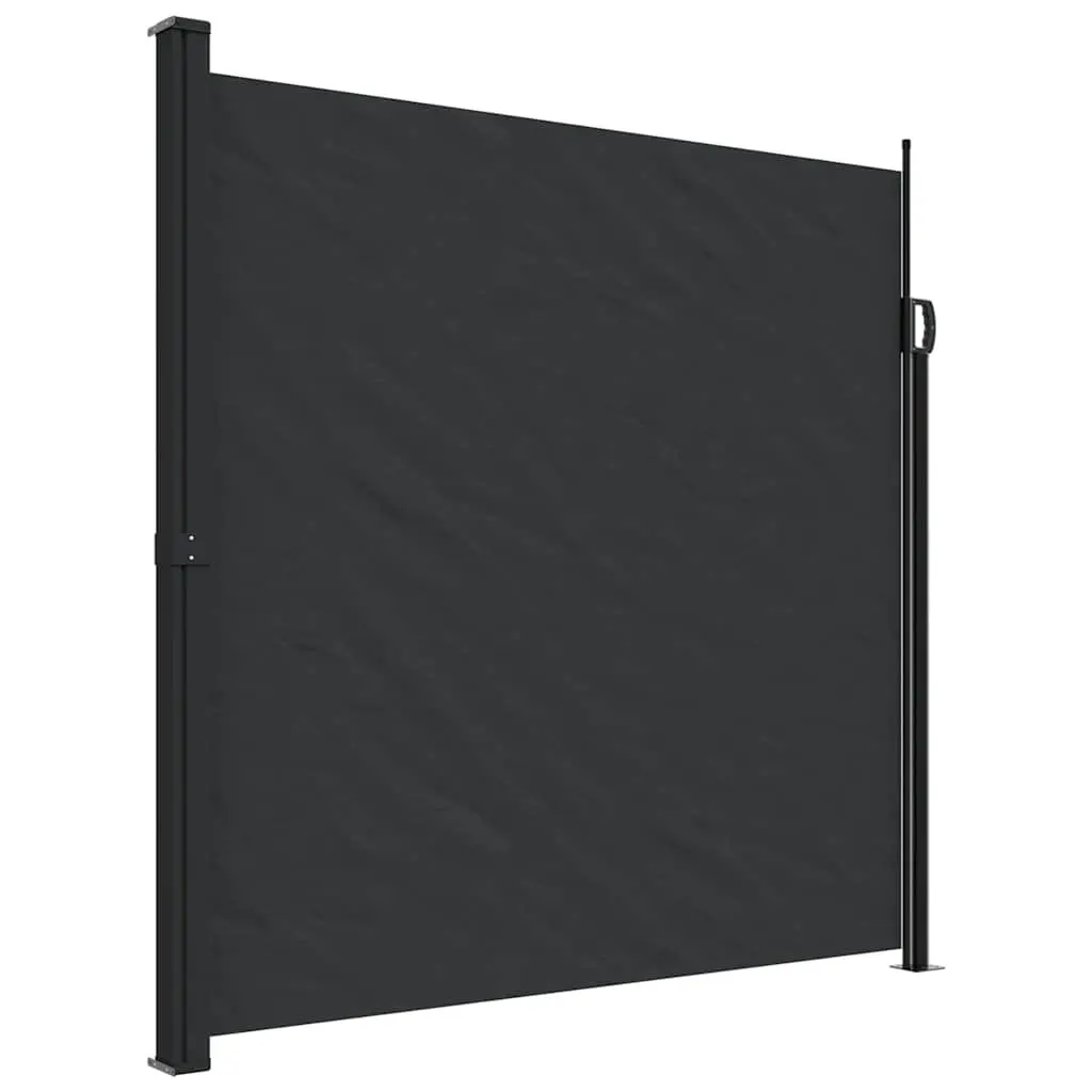 Retractable Awning Black Polyester 200x600cm Outdoor Privacy Screen for Garden Balcony Patio