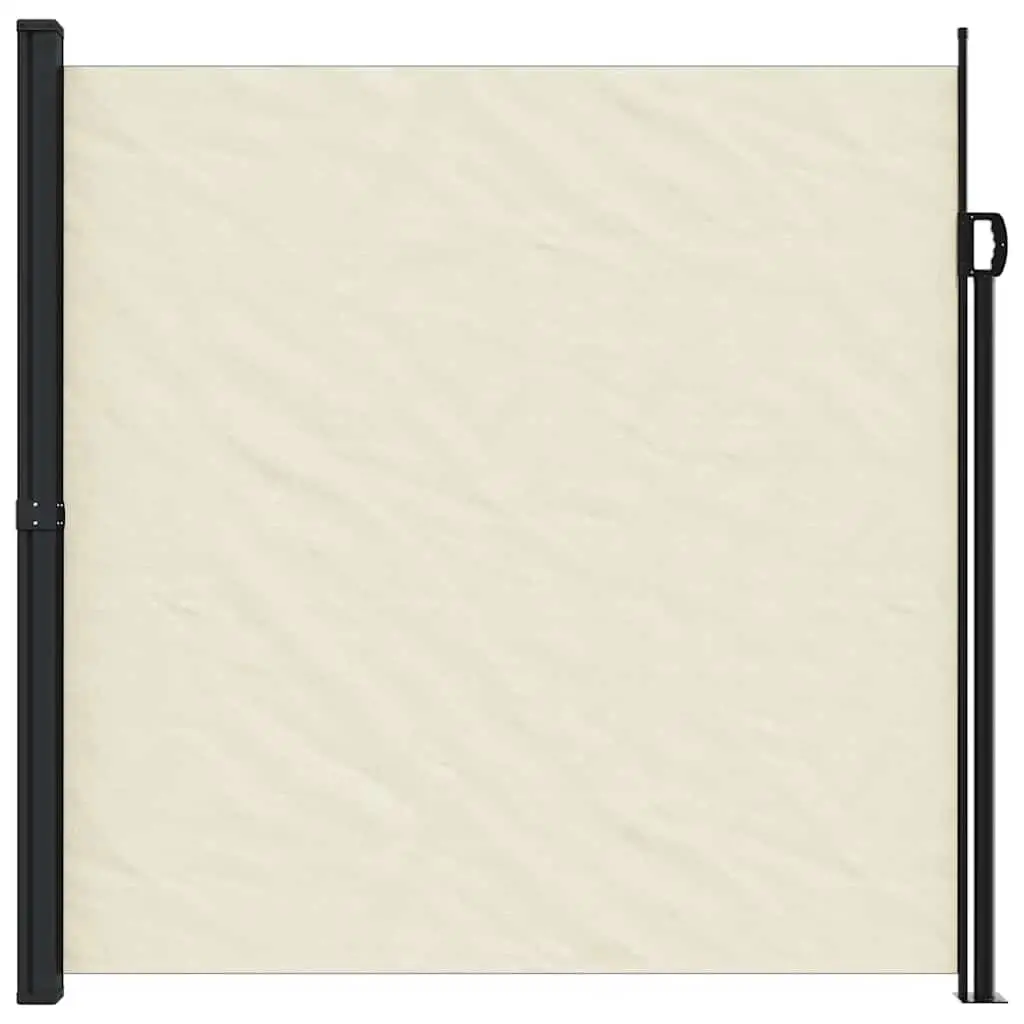 Retractable Side Awning Cream Polyester 200x600cm Garden Privacy Screen for Balcony Terrace Patio Shade