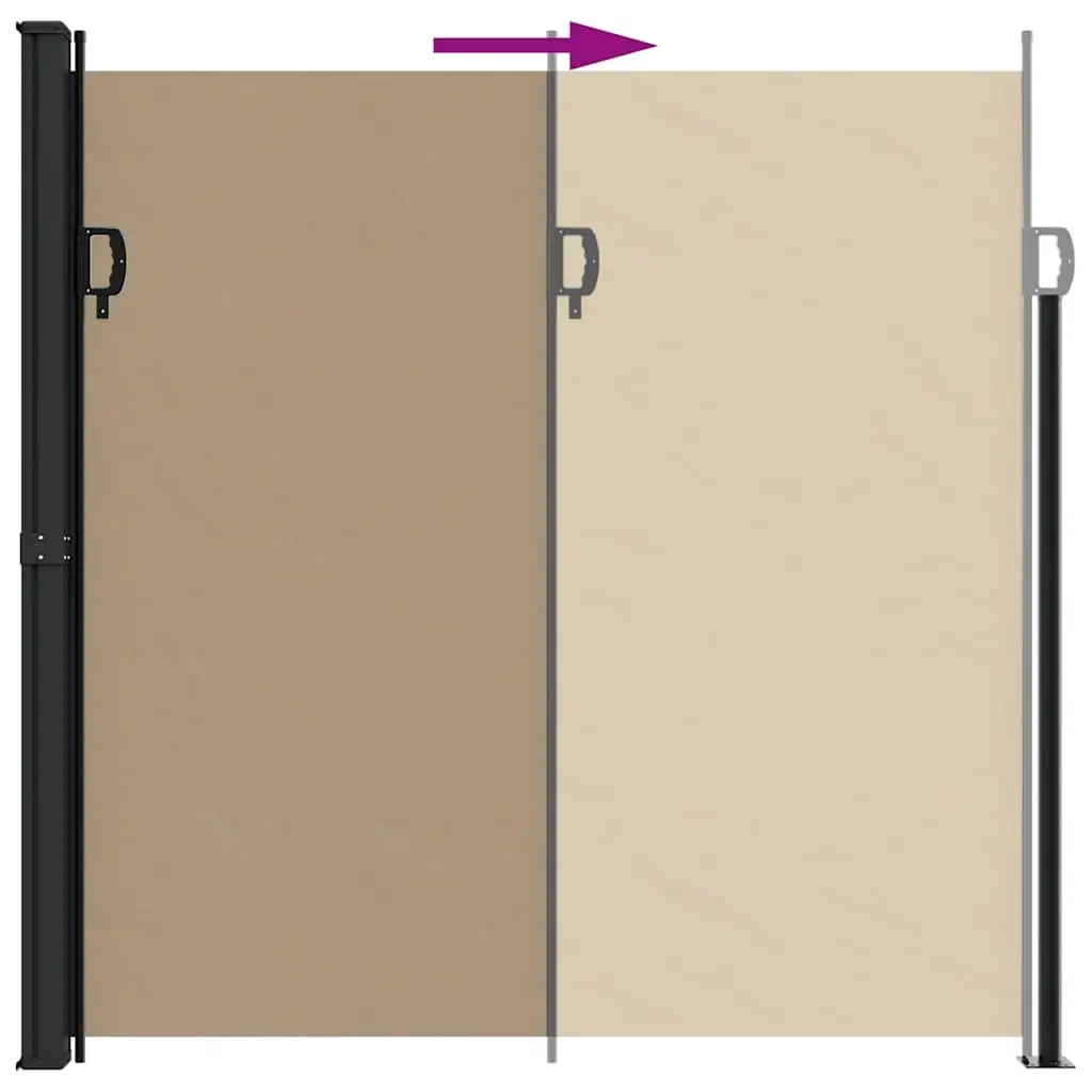 Retractable Side Awning Privacy Screen Water and UV Resistant Fabric 200 x 600 cm Taupe