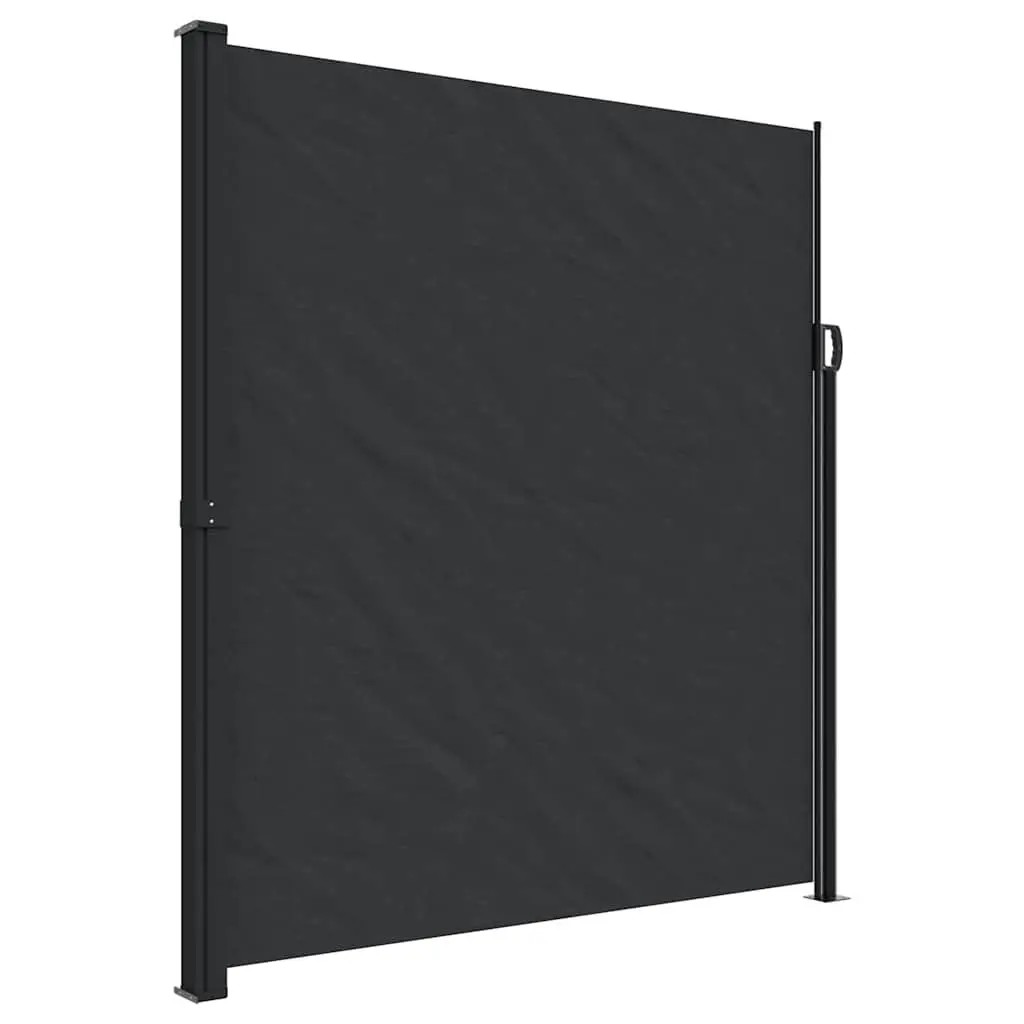 Retractable Side Awning Polyester 220x600cm Black Garden Privacy Screen Patio Balcony Shade