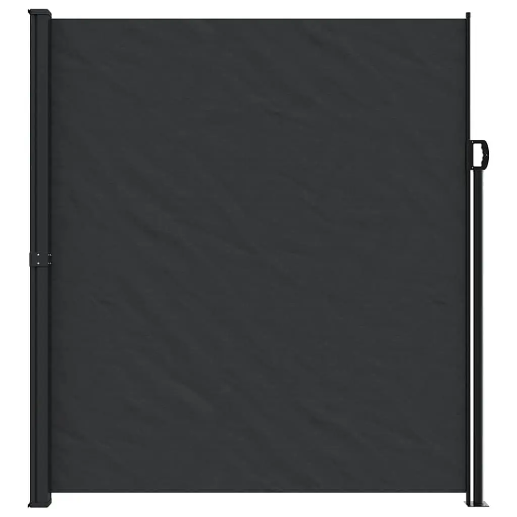 Retractable Side Awning Polyester 220x600cm Black Garden Privacy Screen Patio Balcony Shade